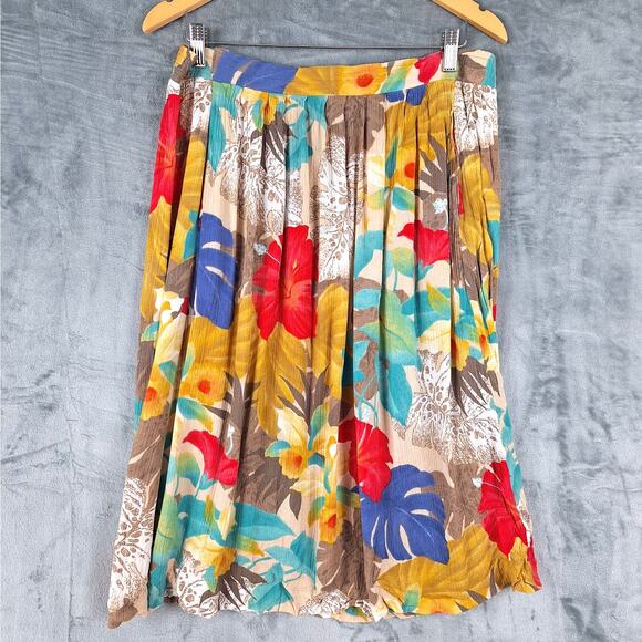 Womens‎ Skirt Medium Boho Gauzy Summer Vacation Resort Tropical Peasant Hawaiian - Picture 1 of 5